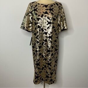 The Limited Black Gold Sequin Sheath Dress